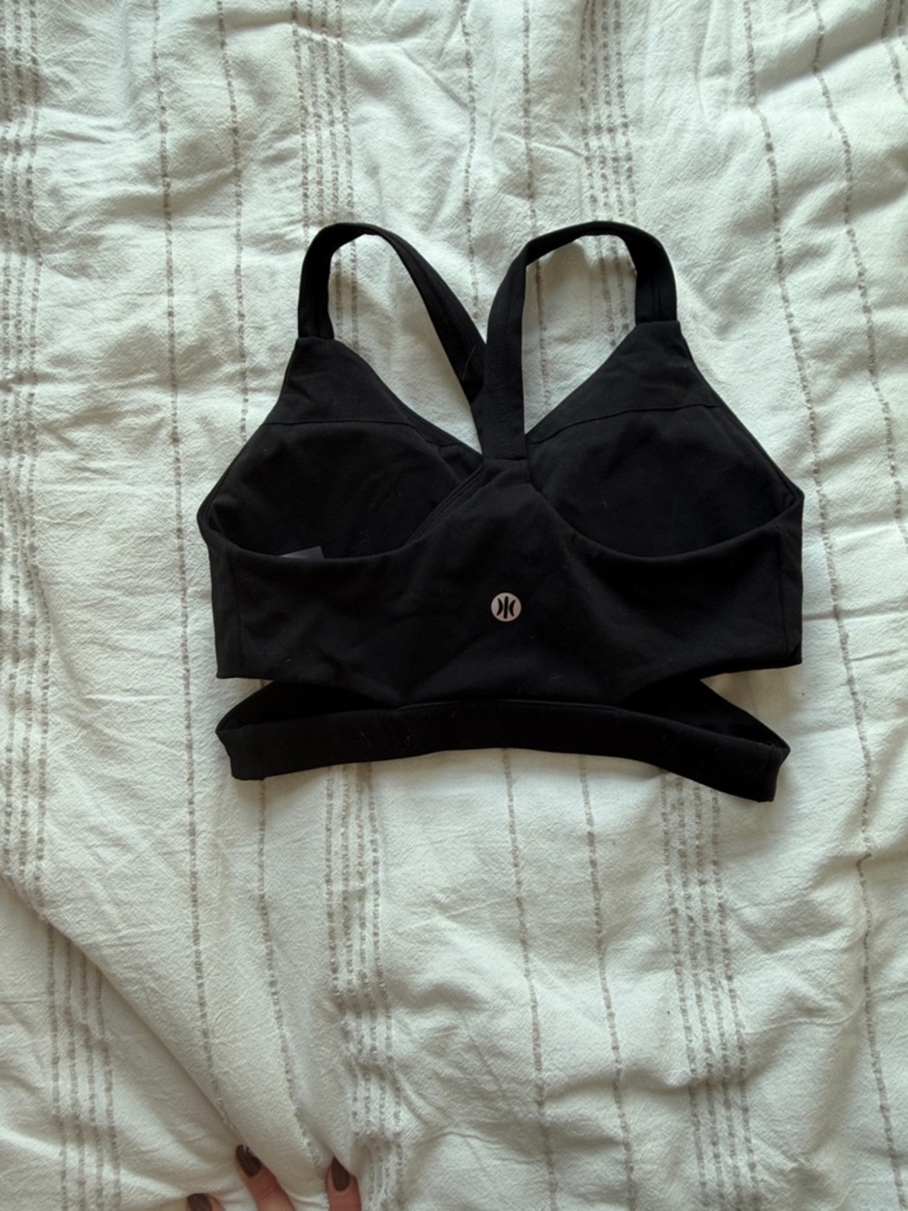 Cross-Front Black Sports Bralette - Picture 3 of 3
